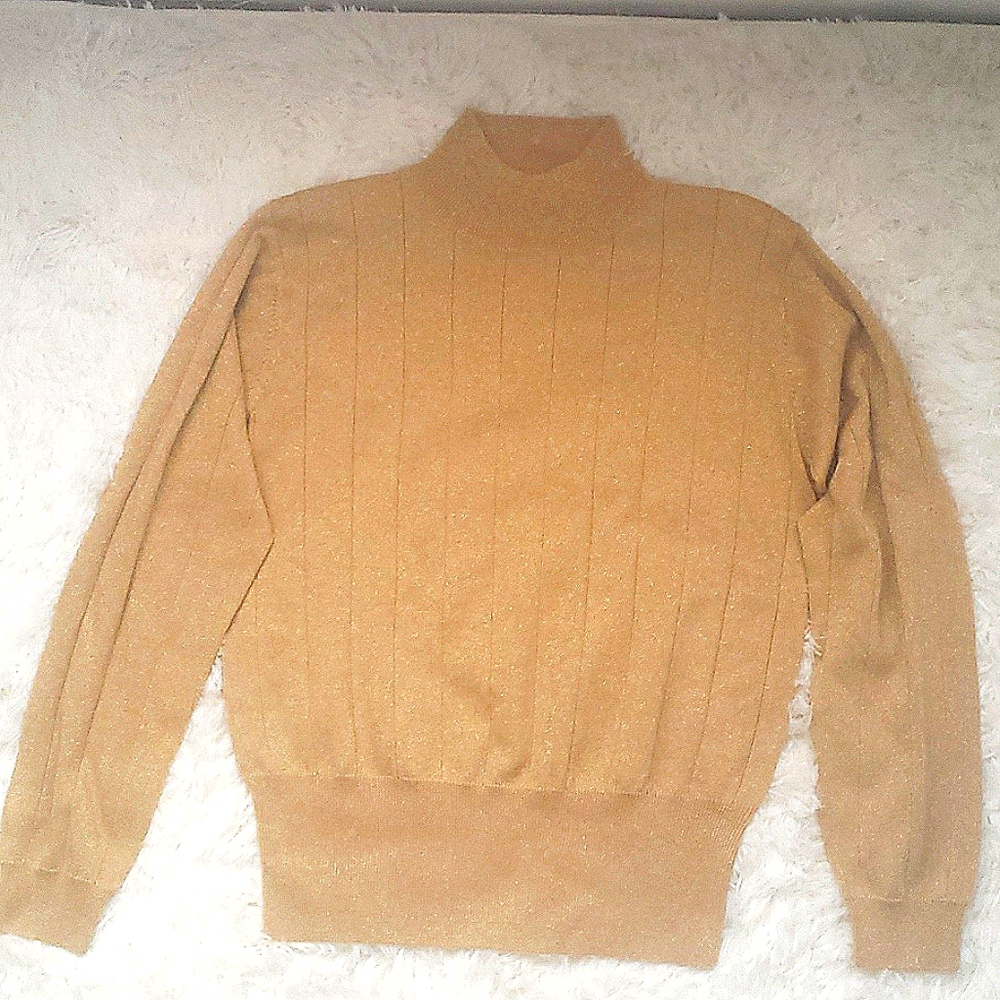 Dress Barn Metallic Gold Sweater Large